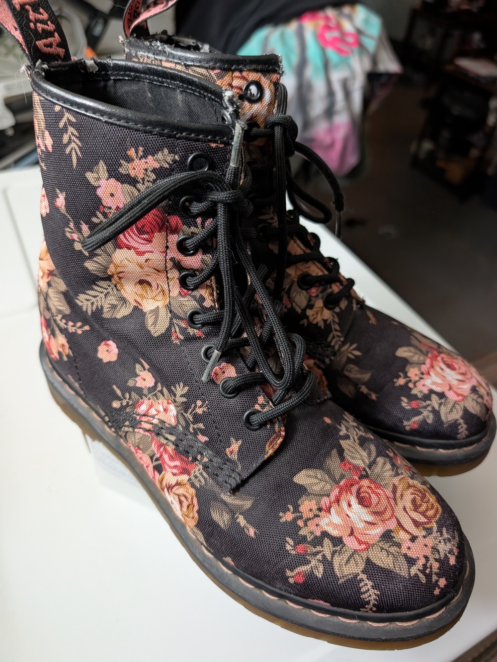 Dr Martens Victorian Floral Print Canvas Boots - Picture 3 of 5